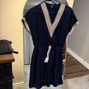 SHEIN Navy Mini Dress with Crochet Details